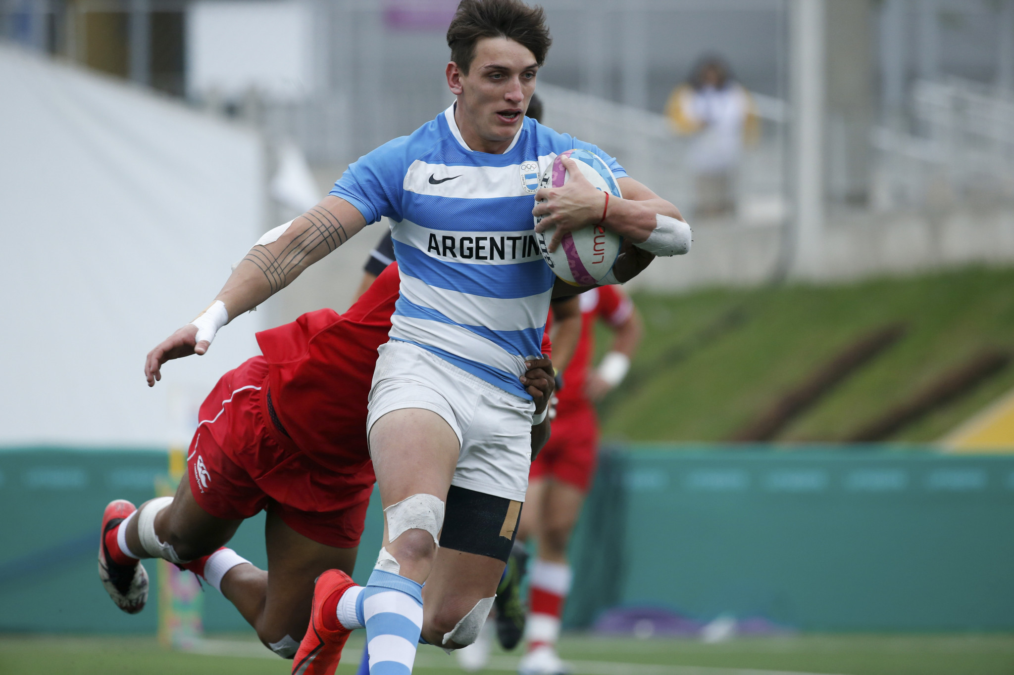 Argentina upset defending champions Canada to win the men's rugby sevens gold medal ©Lima 2019