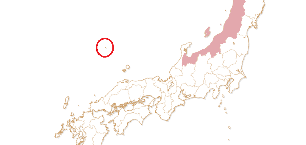 The islands on the Tokyo 2020 Torch Relay map are marked by a dot seen here in this circle ©Tokyo 2020
