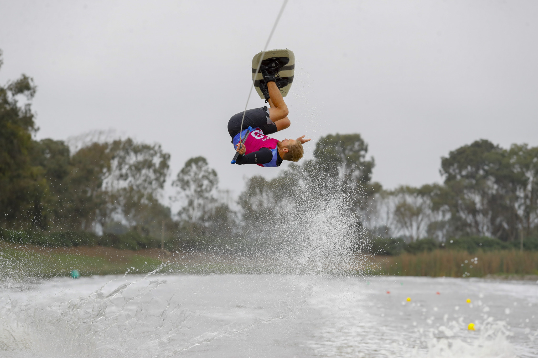 Andrew Adkison rounded off a golden day for the United States with a men's wakeboarding victory ©Lima 2019
