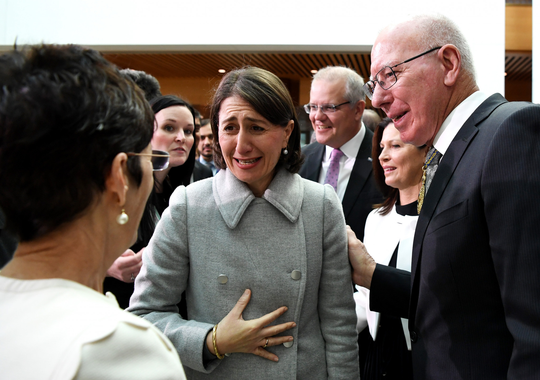 New South Wales Premier Gladys Berejiklian, centre, has backed Australia's bid for the 2023 FIFA Women's World Cup ©Getty Images
