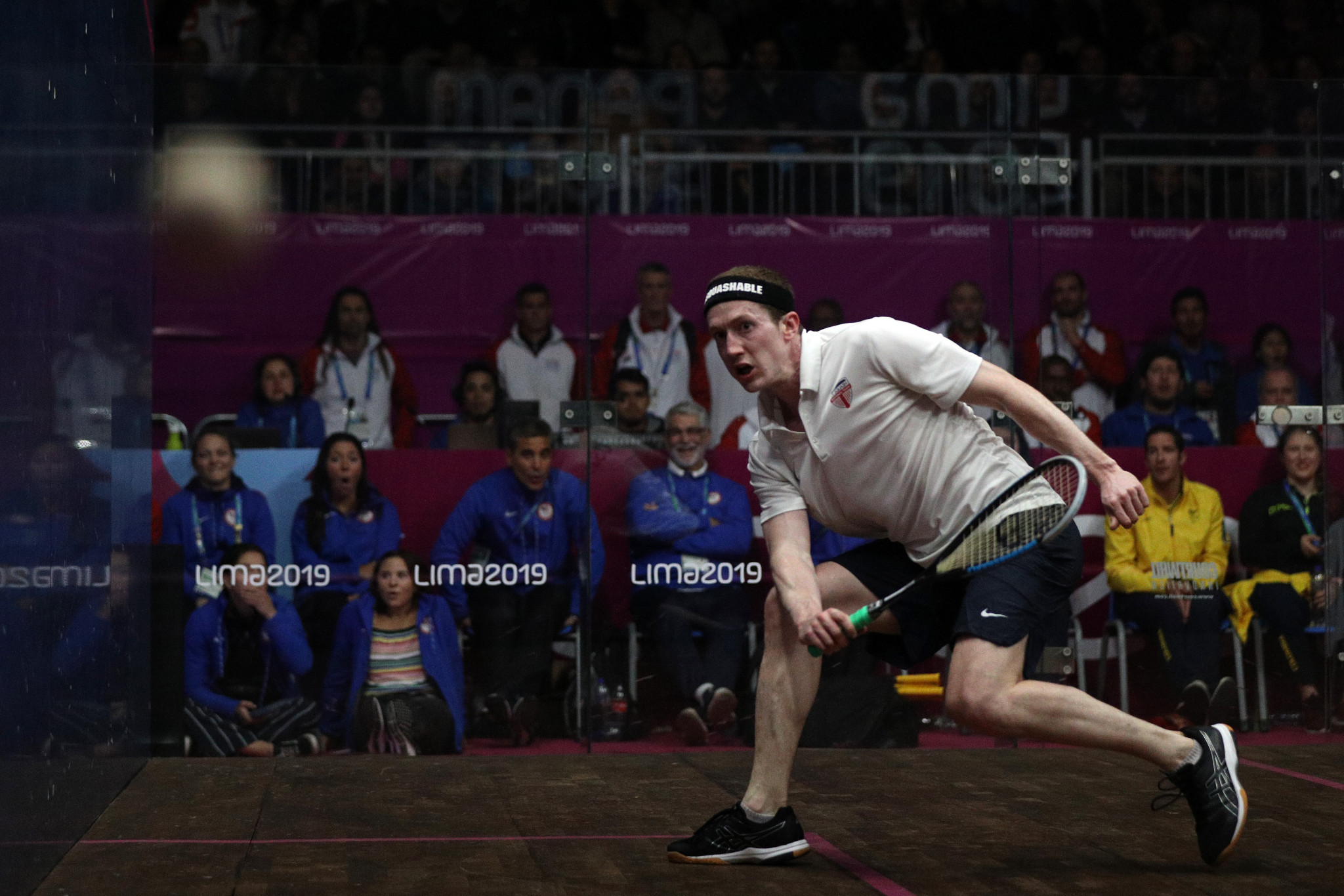 Todd Harrity of the United States lost his match in the men's team squash final against Colombia ©Getty Images