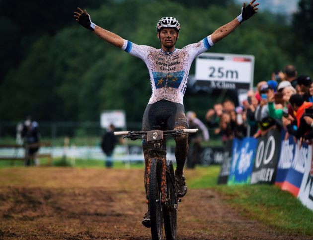 Netherlands rider Mathieu Van Der Poel won the men's cross county short course World Cup event in Val di Sole, Italy ©UCI 