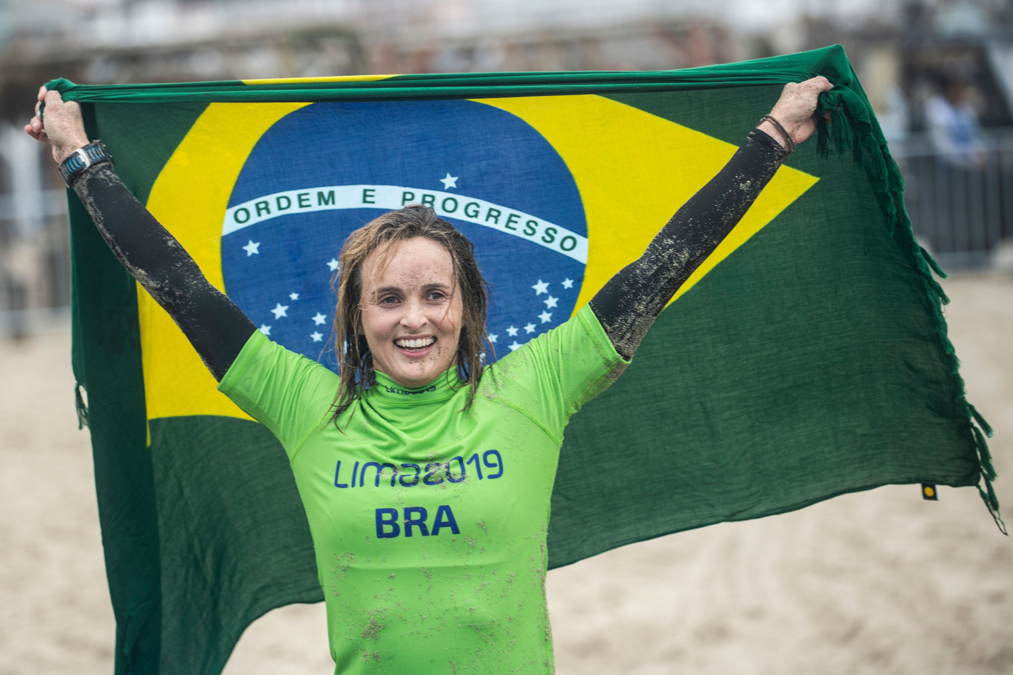 Brazil's Lena Guimaraes won the women's SUP racing event at Lima 2019 ©Getty Images