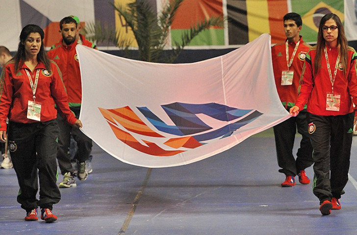 The International Sambo Federation (FIAS) flag was paraded as part of the Closing Ceremony ©FIAS