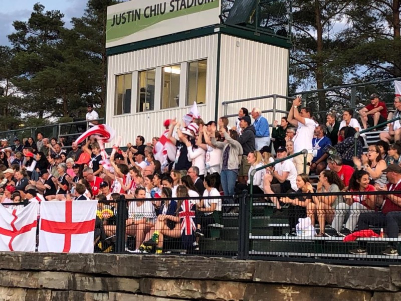 England fans celebrate their team's 10-9 victory over Australia ©World Lacrosse