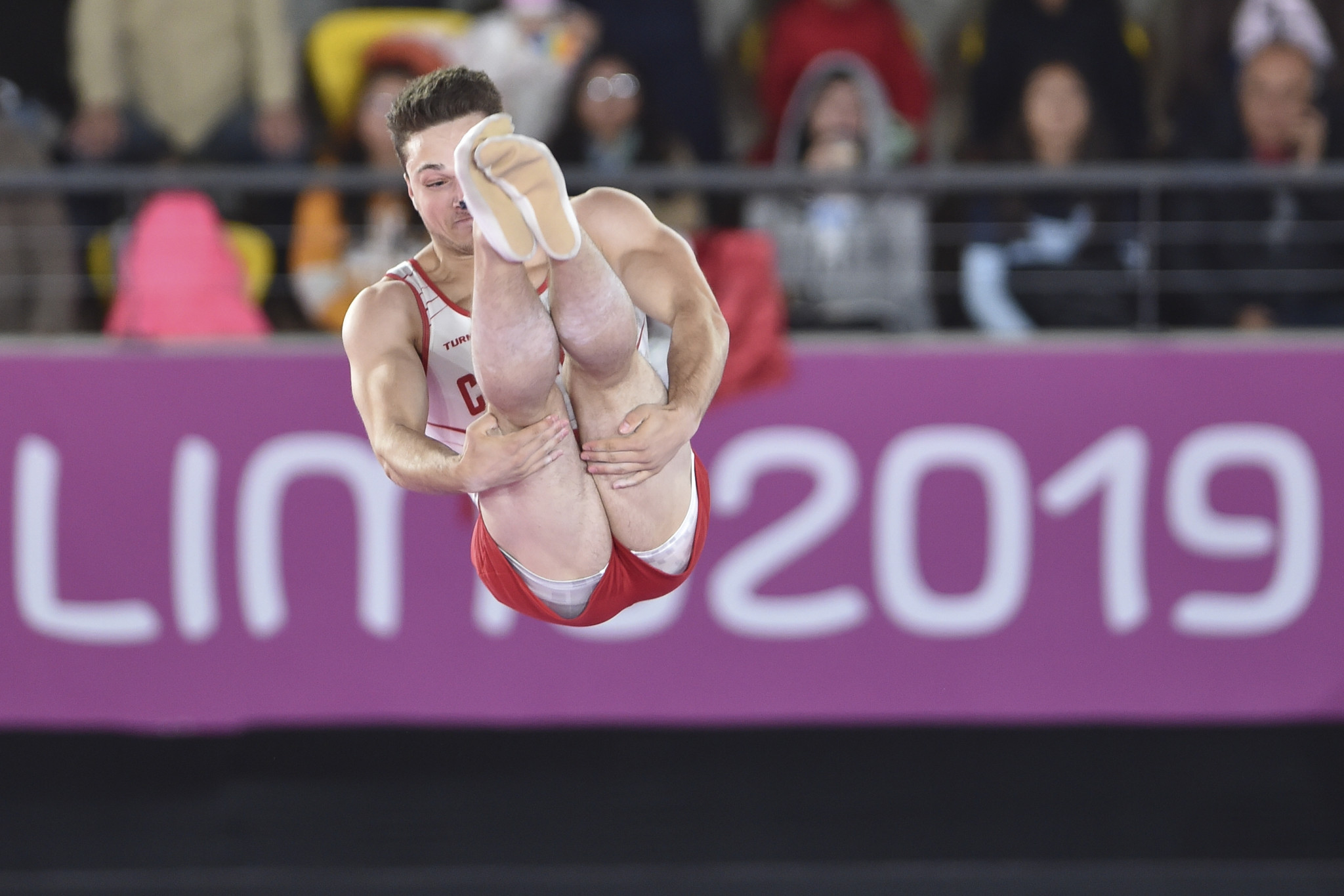 Jeremy Chartier was the victor in the men's individual trampoline competition ©Lima 2019