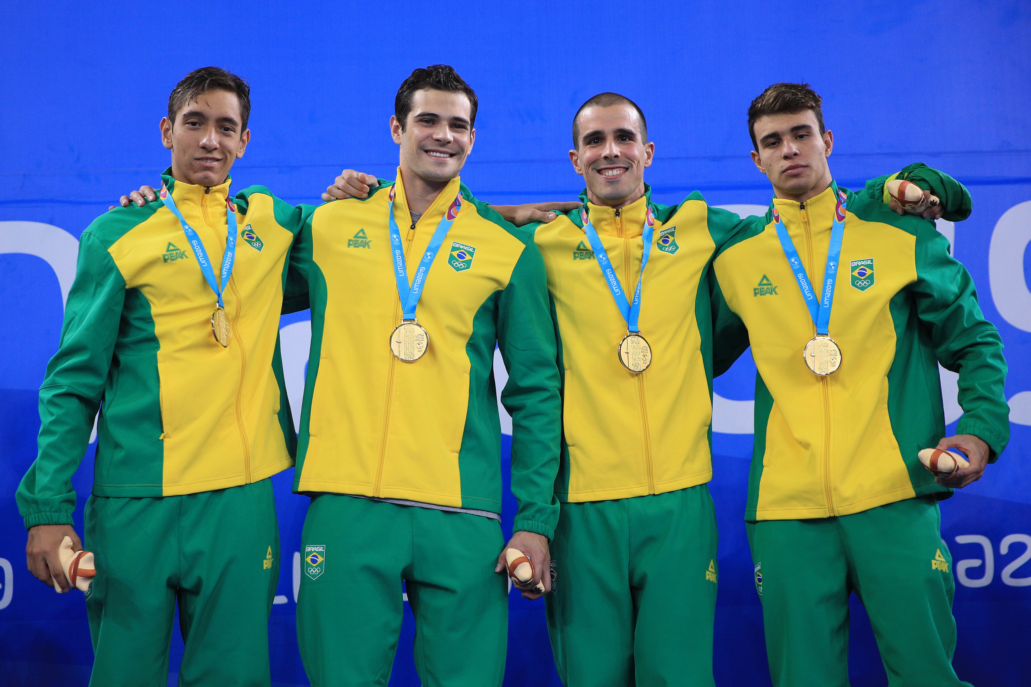 Brazil were the gold medallists in the Lima 2019 men's swimming 4x100m freestyle relay ©Lima 2019