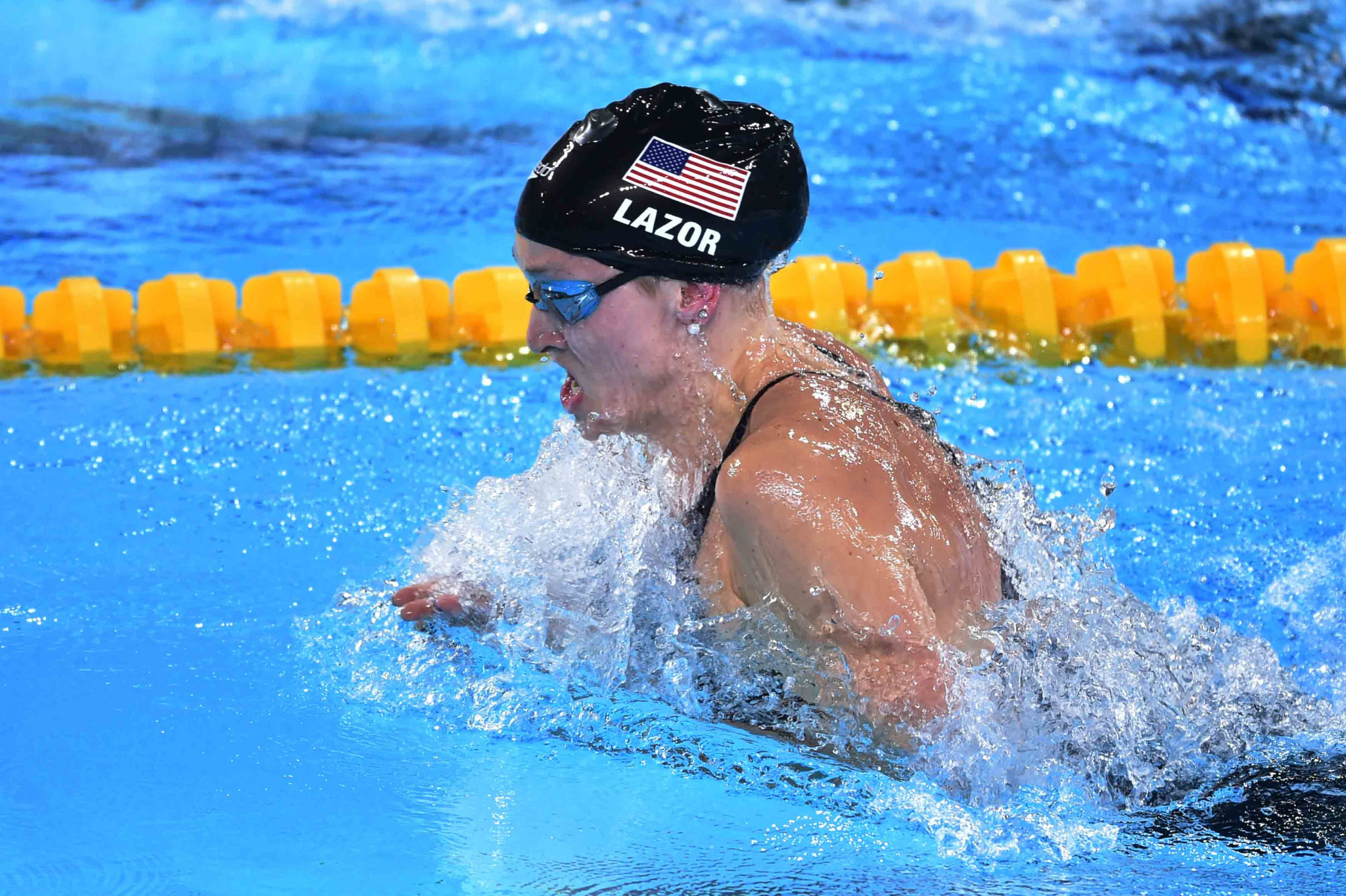 Anne Lazor of the United States triumphed in the women's 100m breaststroke ©Lima 2019