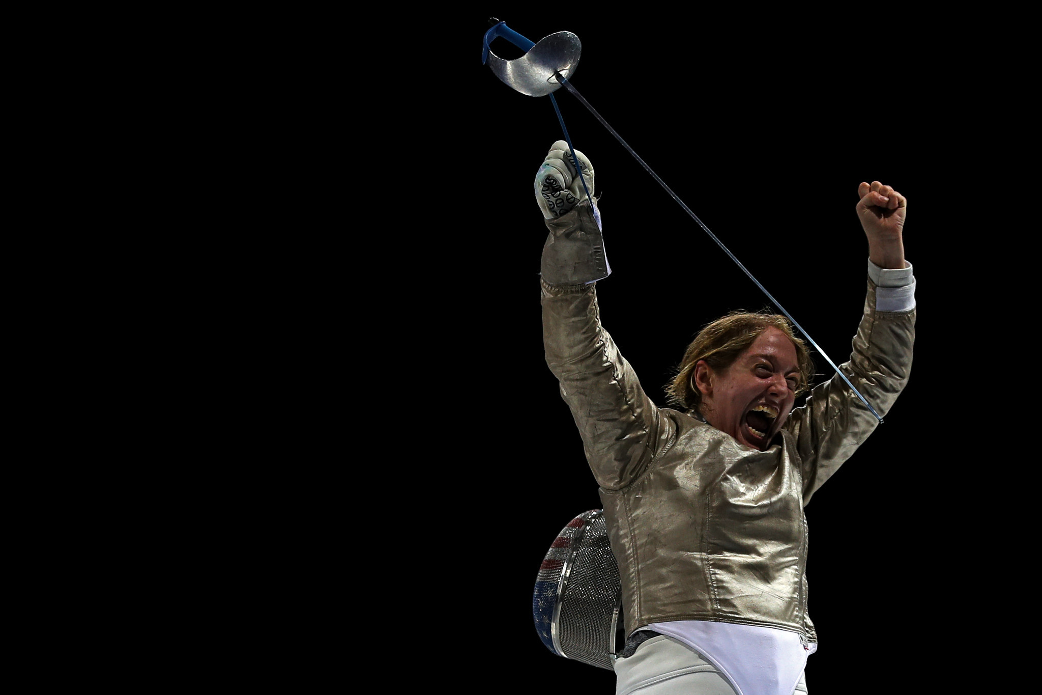 Anne-Elizabeth Stone of the US topped the podium in the women's fencing sabre event ©Lima 2019