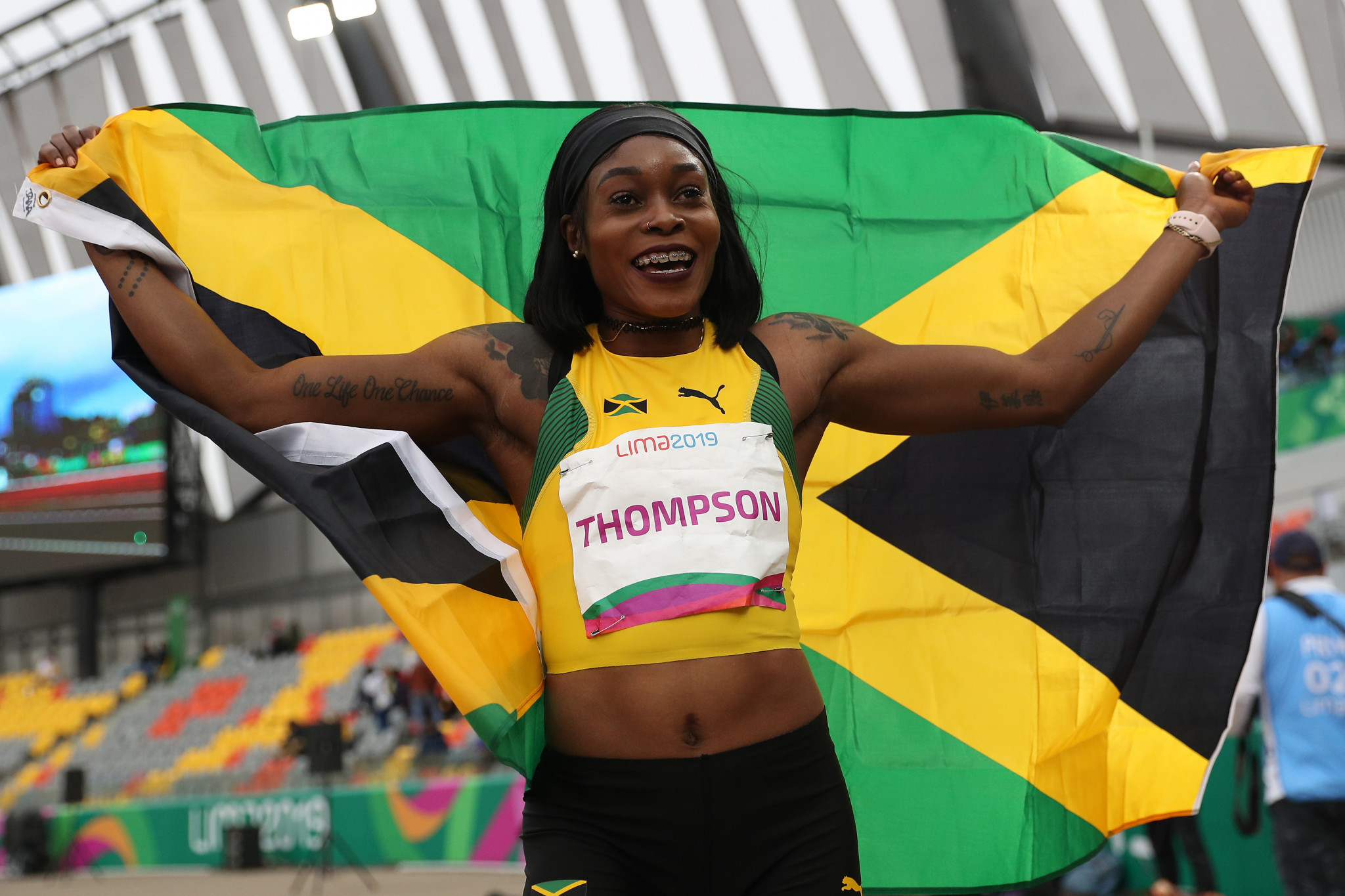 Olympic champion Elaine Thompson won the women's 100m ©Getty Images