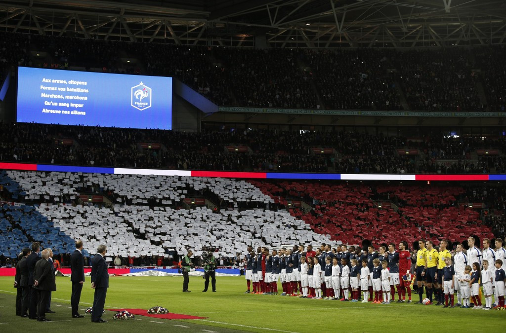 Fans of both teams joined in with France's national anthem 