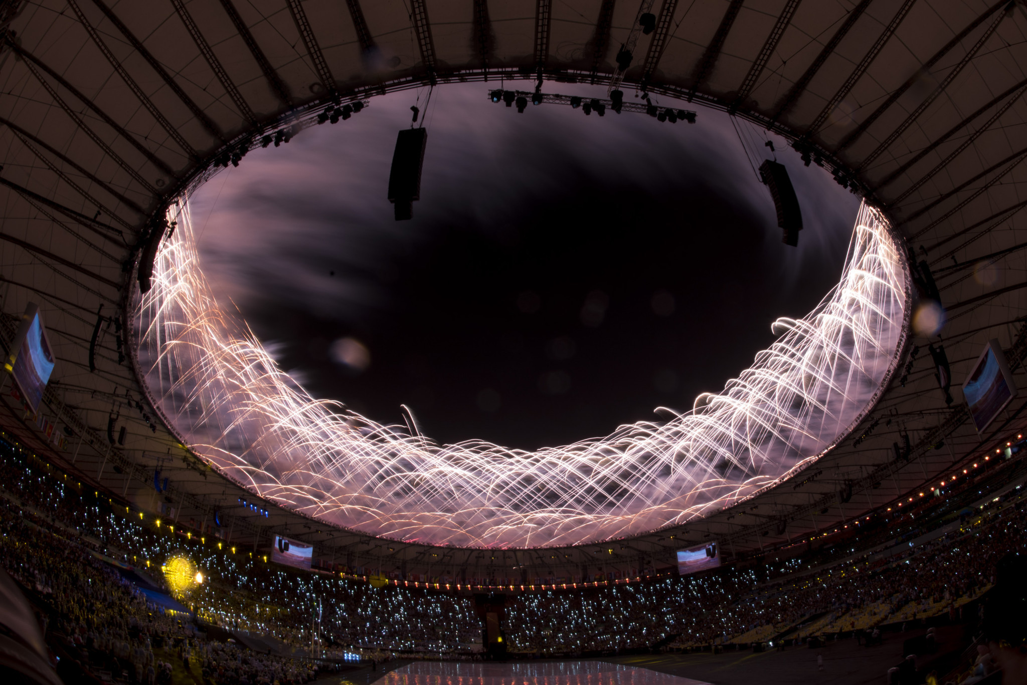 Fireworks exploding during the Opening Ceremony of the Rio 2016 Paralympic Games at Maracana Stadium on September 7, 2016 ©Getty Images