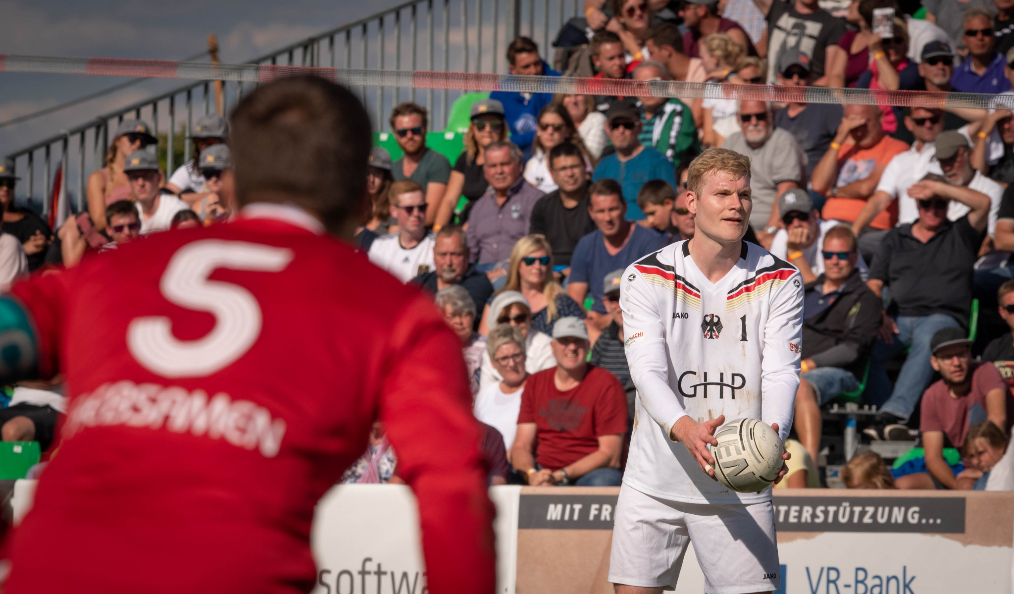 Patrick Thomas, right, will be part of the German team which is bidding to defend its 2015 world title and win an 11th win in 14 editions at the IFA World Fistball Championship in Winterthur  ©IFA