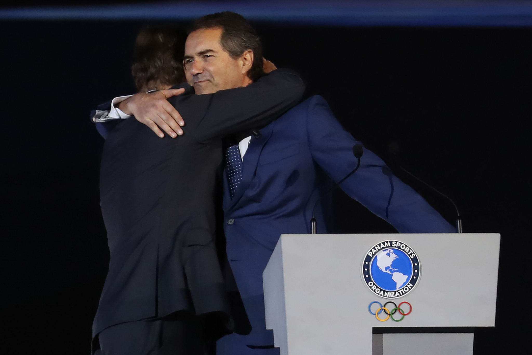 Panam Sports President Neven Ilic congratulated Lima 2019 President Carlos Neuhaus ©Getty Images