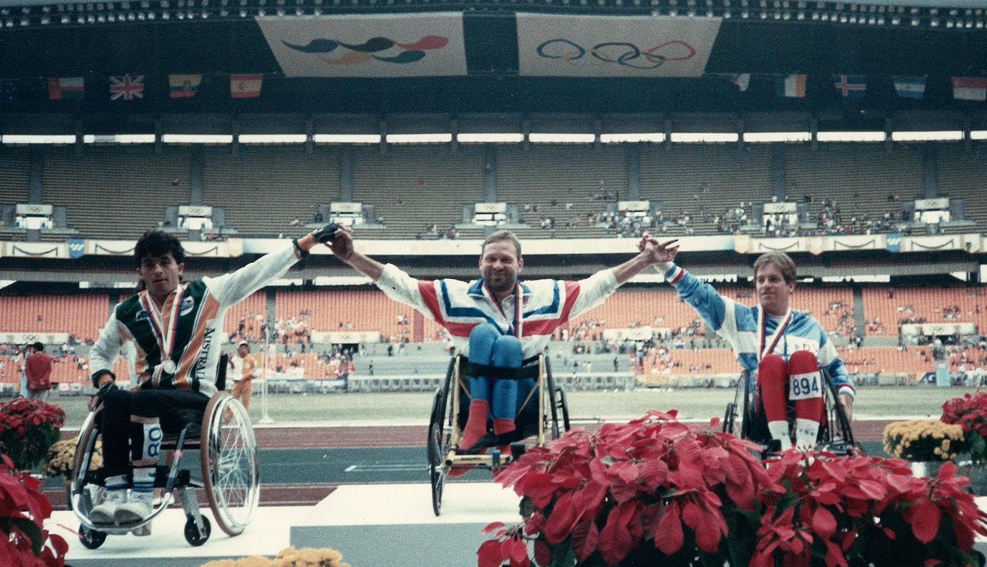 Peter Carruthers was the 100 metres  1B gold medallist at the 1988 Paralympic Games in Seoul ©Bromakin Wheelchairs