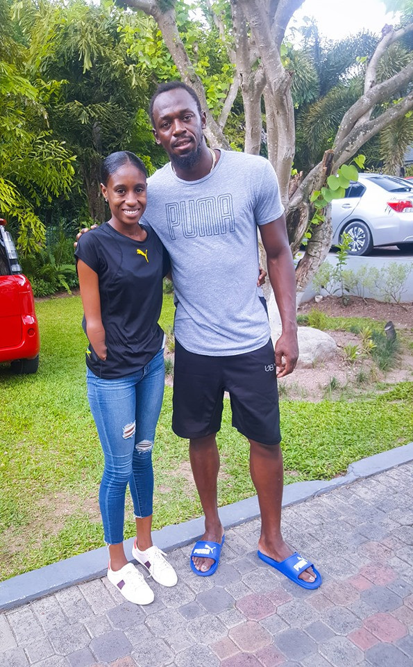 Shauna Kay Hines, seen here with Usain Bolt, is one of nine Jamaican Para-athletes who will compete in Peru this month ©Facebook