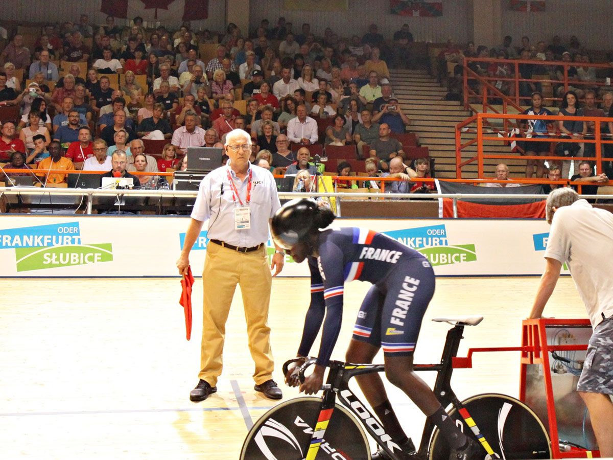 Taky Marie Divine Kouame of France won gold in the women's 500m time trial in Frankfurt ©UCI