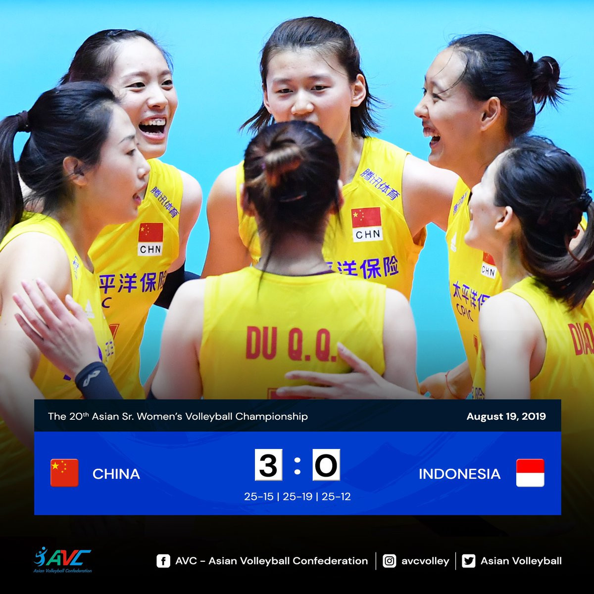 China have progressed through to the second round of the Asian Women's Volleyball Championships as Pool D winners ©Asian Volleyball/Twitter