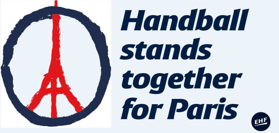 The "Handball stands together for Paris" message will feature at EHF Champions League games this weekend ©EHF