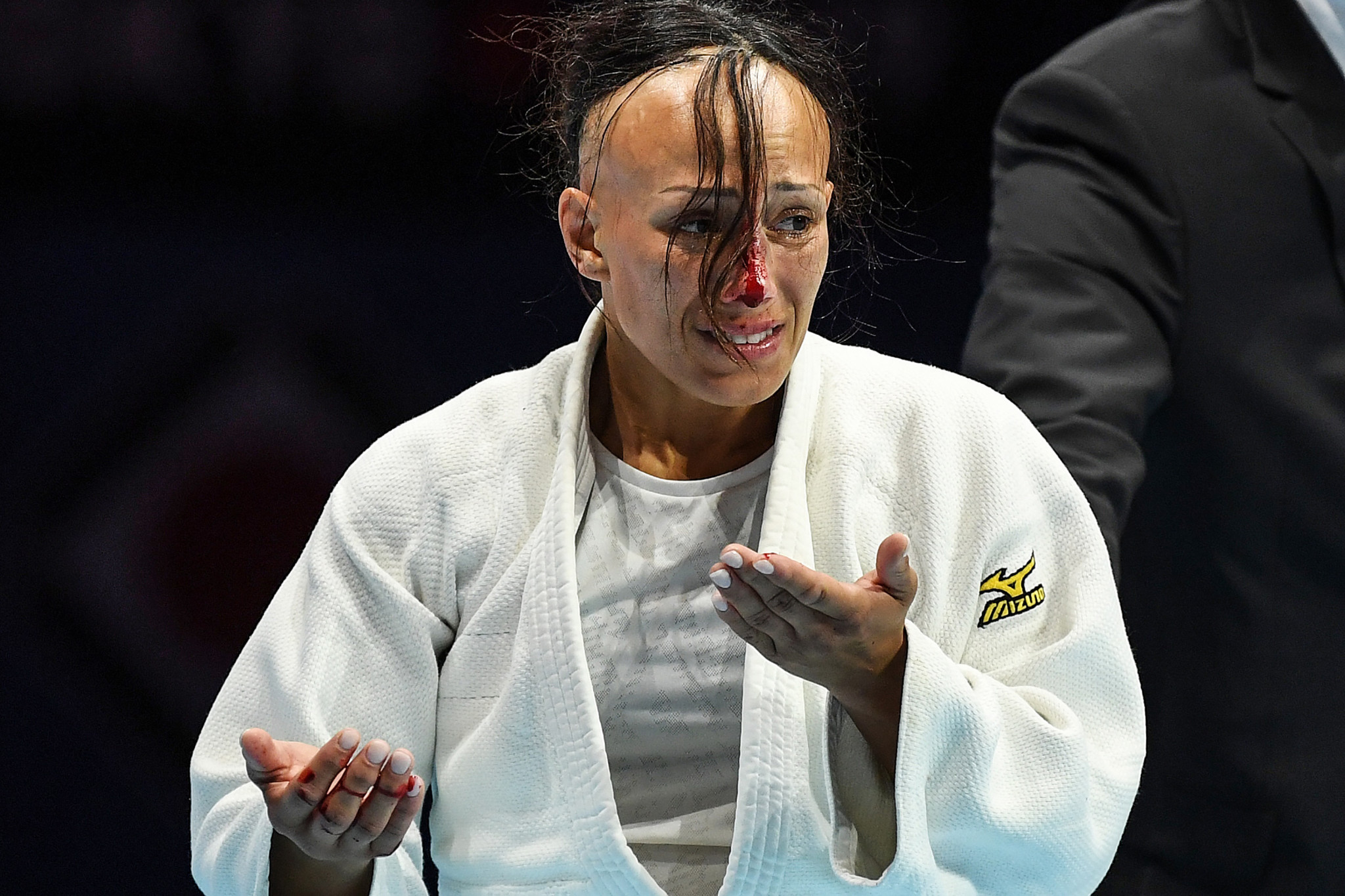 Mejlinda Kelmendi won bronze following a fight with a seven minute injury delay after Joana Ramos, pictured, suffered a broken nose ©Getty Images