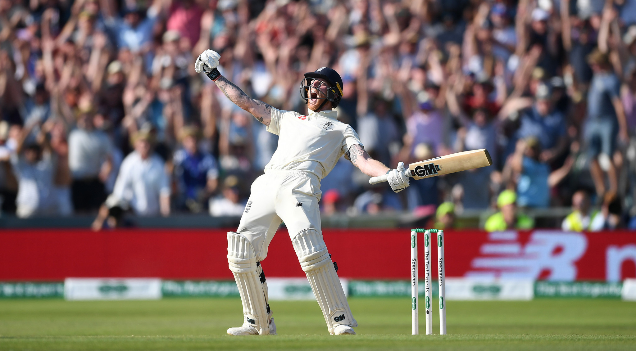 Ben Stokes celebrates his remarkable 135 not out, but it merely capped off an incredible five days of twists and turns ©Getty Images
