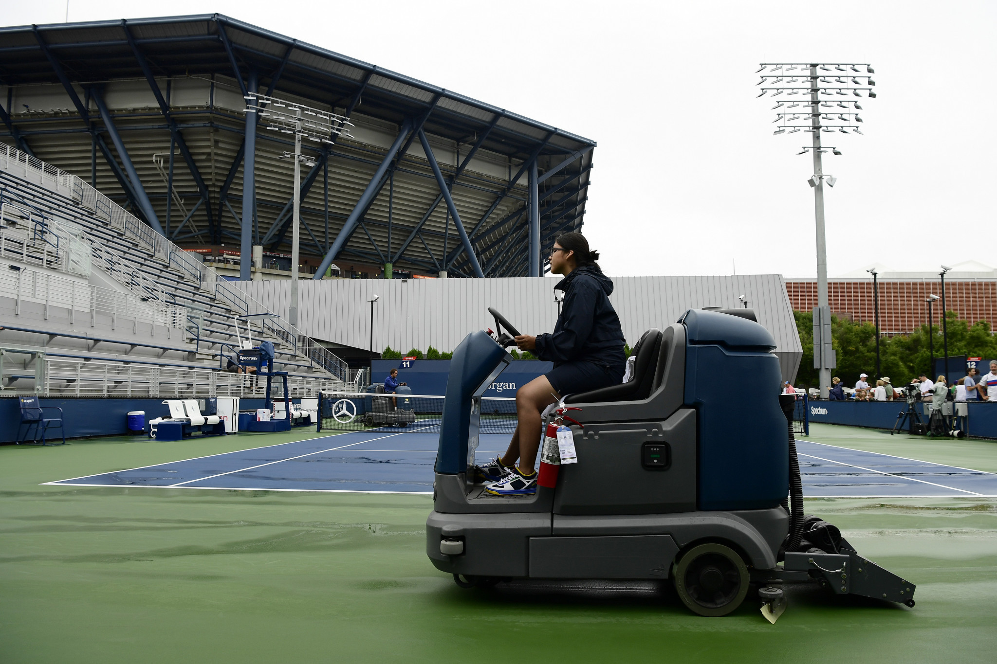 Wet weather postponed all action on the outside courts ©Getty Images