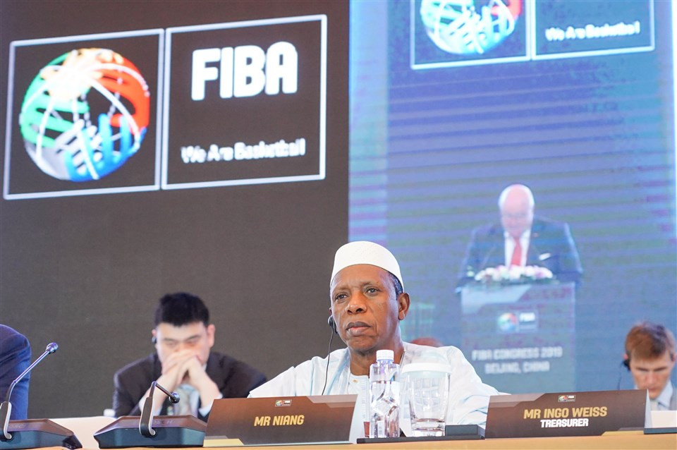 Hamane Niang was the only candidate for FIBA President and replaces Horacio Muratore ©FIBA