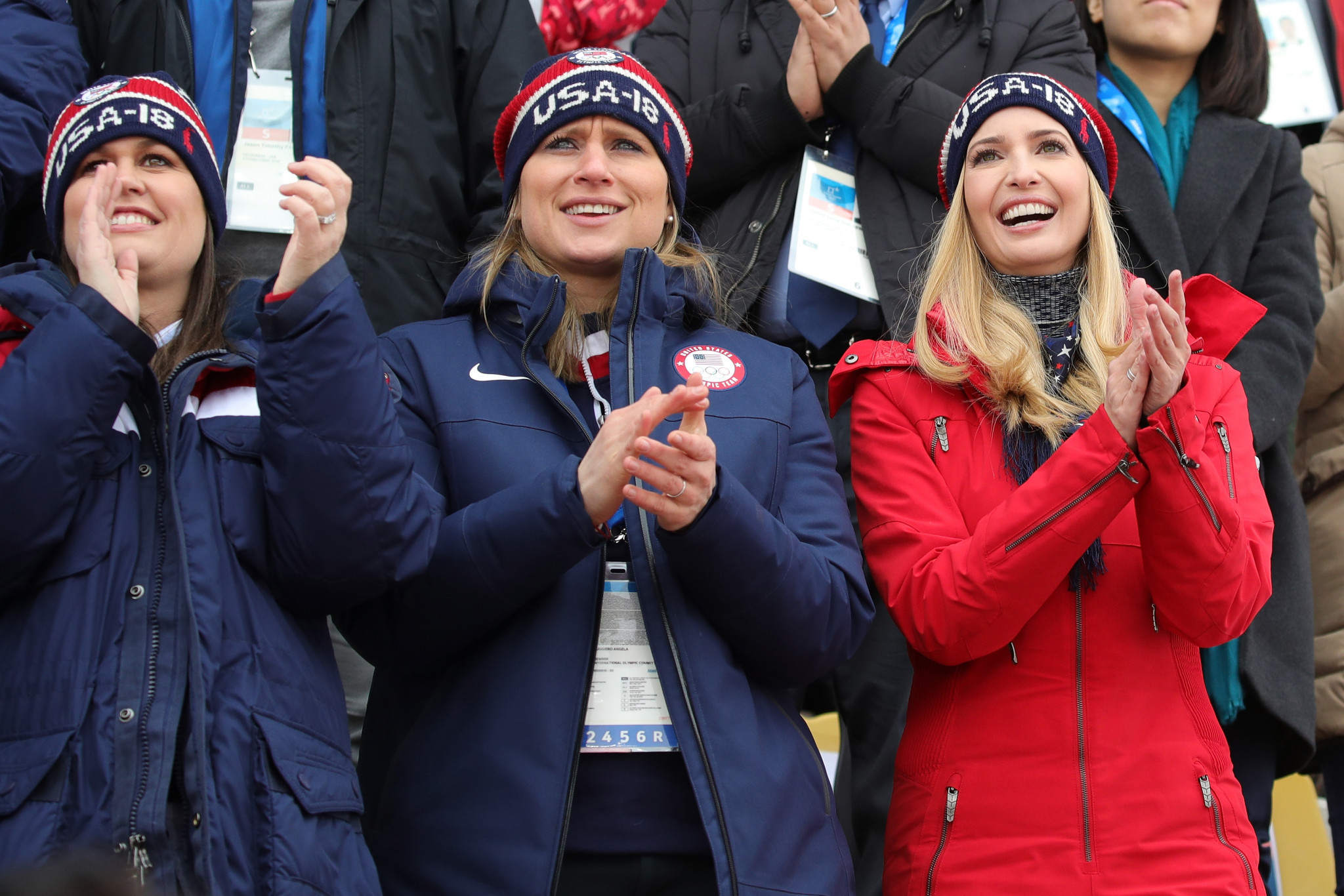 Angela Ruggiero, pictured centre with United States President Donald Trump's daughter Ivanka, right, during the Pyeongchang 2018 Winter Olympic Games, is considered a leading figure in the sports world ©Getty Images