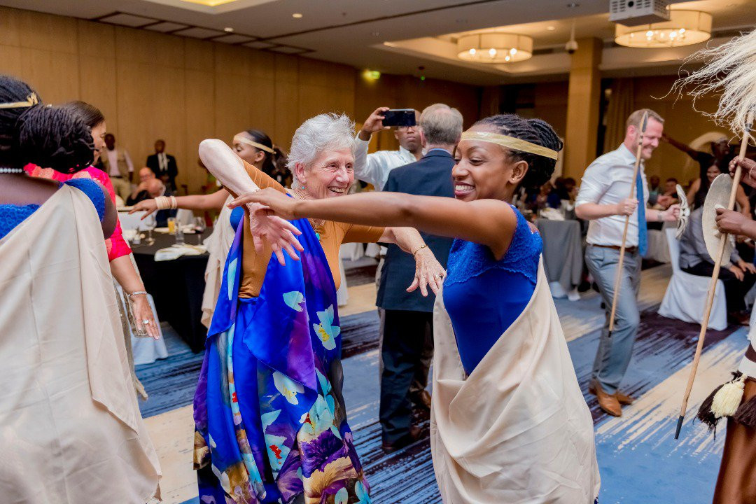 Commonwealth Games Federation President Dame Louise Martin took to the dance floor again at a special dinner to welcome delegates to Rwanda ©Rwanda CGA
