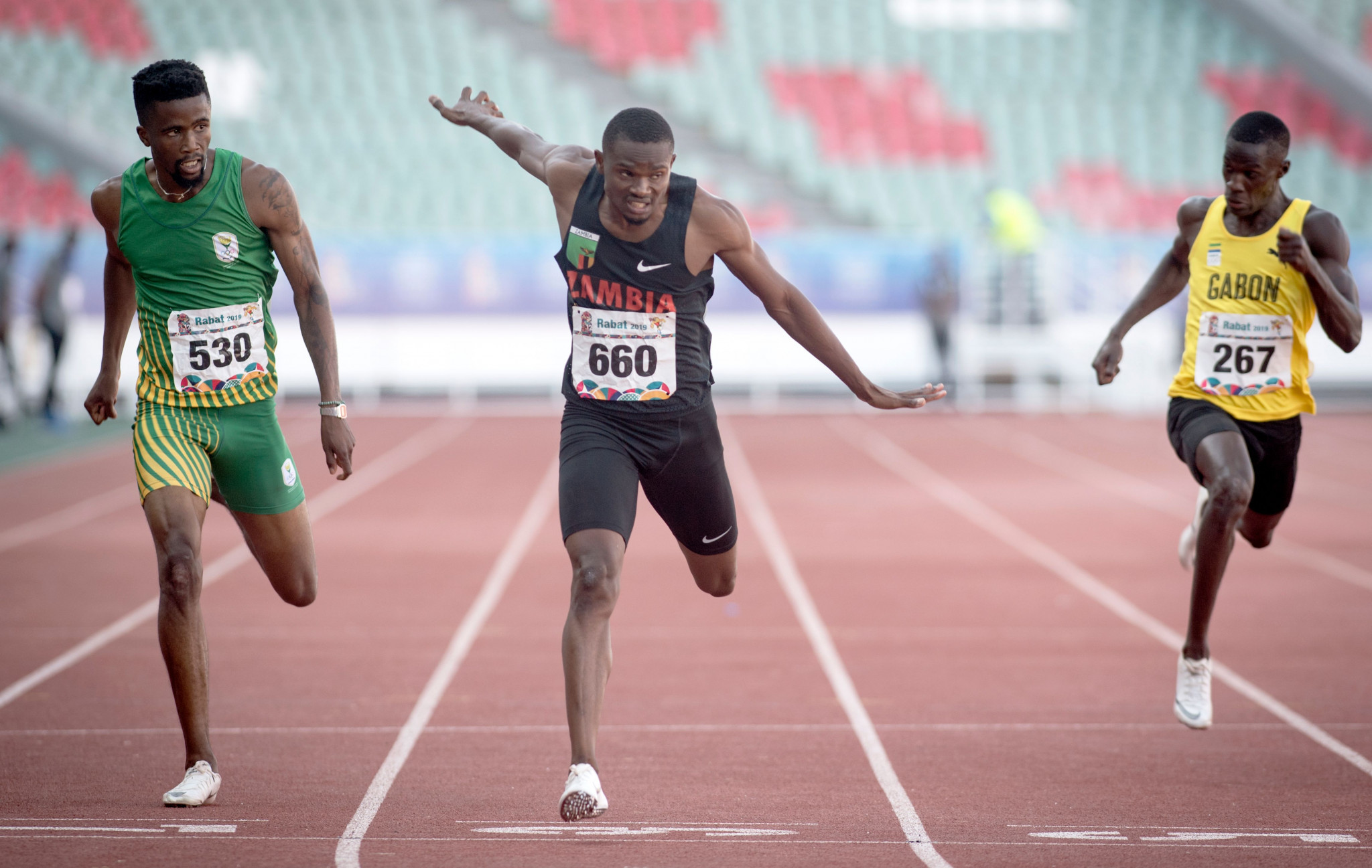 Sydney Siame of Zambia won gold in the men's 200m at the African Games in Rabat ©Getty Images