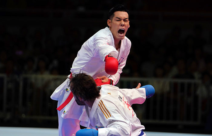 Japan's Ken Nishimura beat Rafael Aghayev of Azerbaijan in the men's under-75kg gold medal bout ©WKF