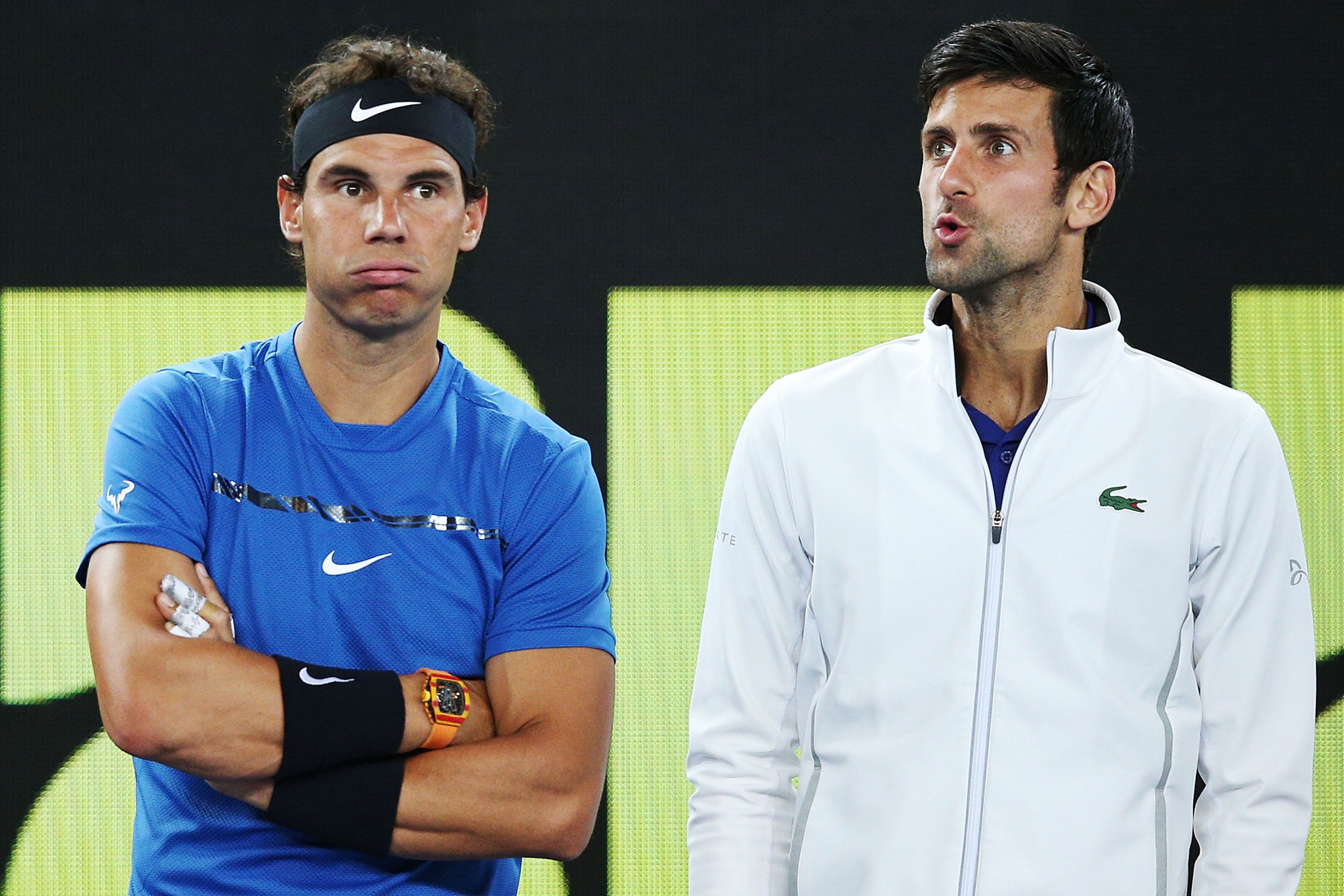 Novak Djokovic, right, doesn't make Bercow's top 10, while Rafael Nadal is number two ©Getty Images