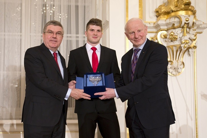 Czech cyclist Jiří Janošek was awarded the 5th Piotr Nurowski Prize for the Best Young European Athlete ©EOC