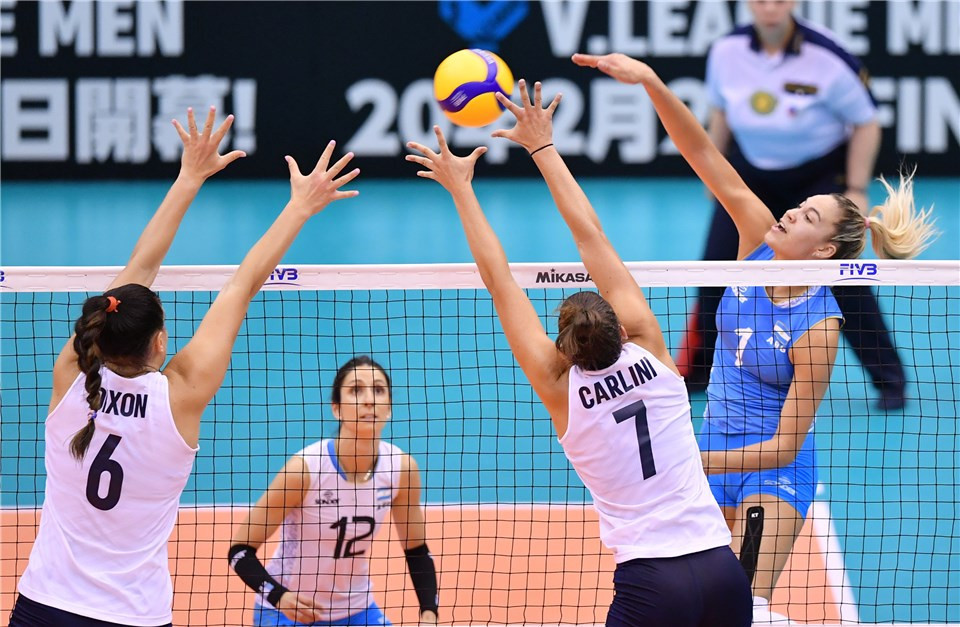 United States beat Argentina to remain undefeated ©FIVB