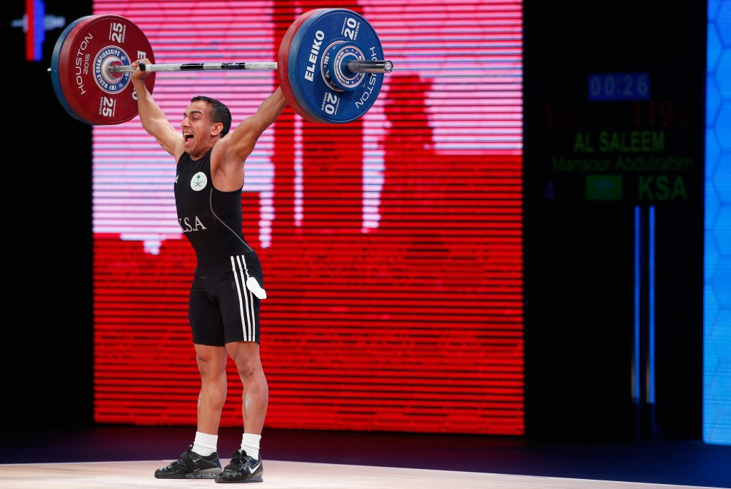 Saudi Arabia’s Mansour Abdulrahim M Al Saleem topped the standings in the men’s 56 kilogram Group B on the opening day of the International Weightlifting Federation World Championships ©Getty Images