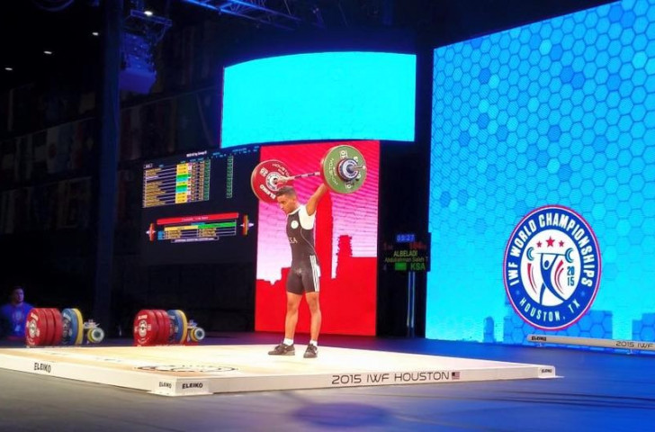 Saudi Arabia's Adulrahman Saleh T. Albeladi was the first lifter of the World Championships in the men's 62kg Group D ©IWF World Weightlifting Championships/Facebook
