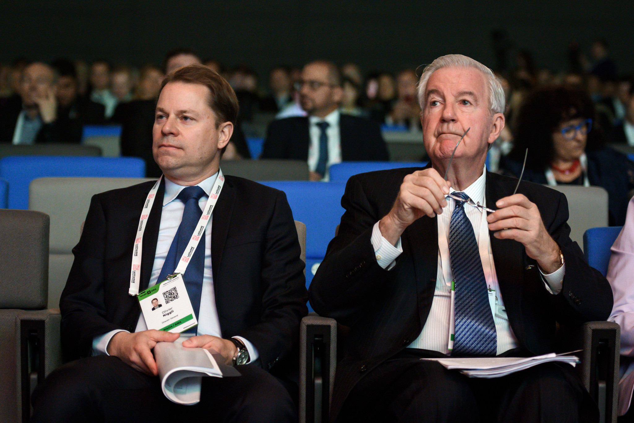 WADA President Sir Craig Reedie, right, and director general Olivier Niggli say 2018 will be remembered as a breakthrough year in the Russian scandal ©Getty Images