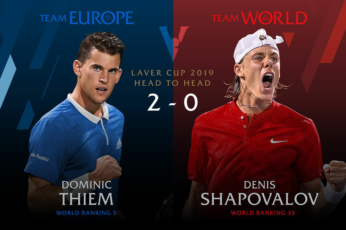 Dominic Thiem of Team Europe and Denis Shapovalov of Team World will meet in the opening match ©Laver Cup