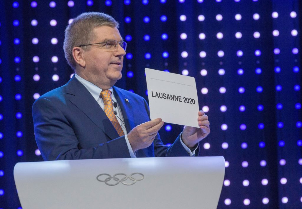 That special moment when Lausanne landed the Winter Olympic Games four years ago ©Getty Images