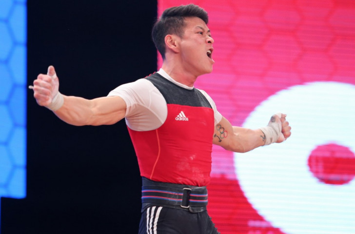Vietnam's Kim Tuan Thach rounded off the men's 56kg overall podium, totalling 287kg ©IWF