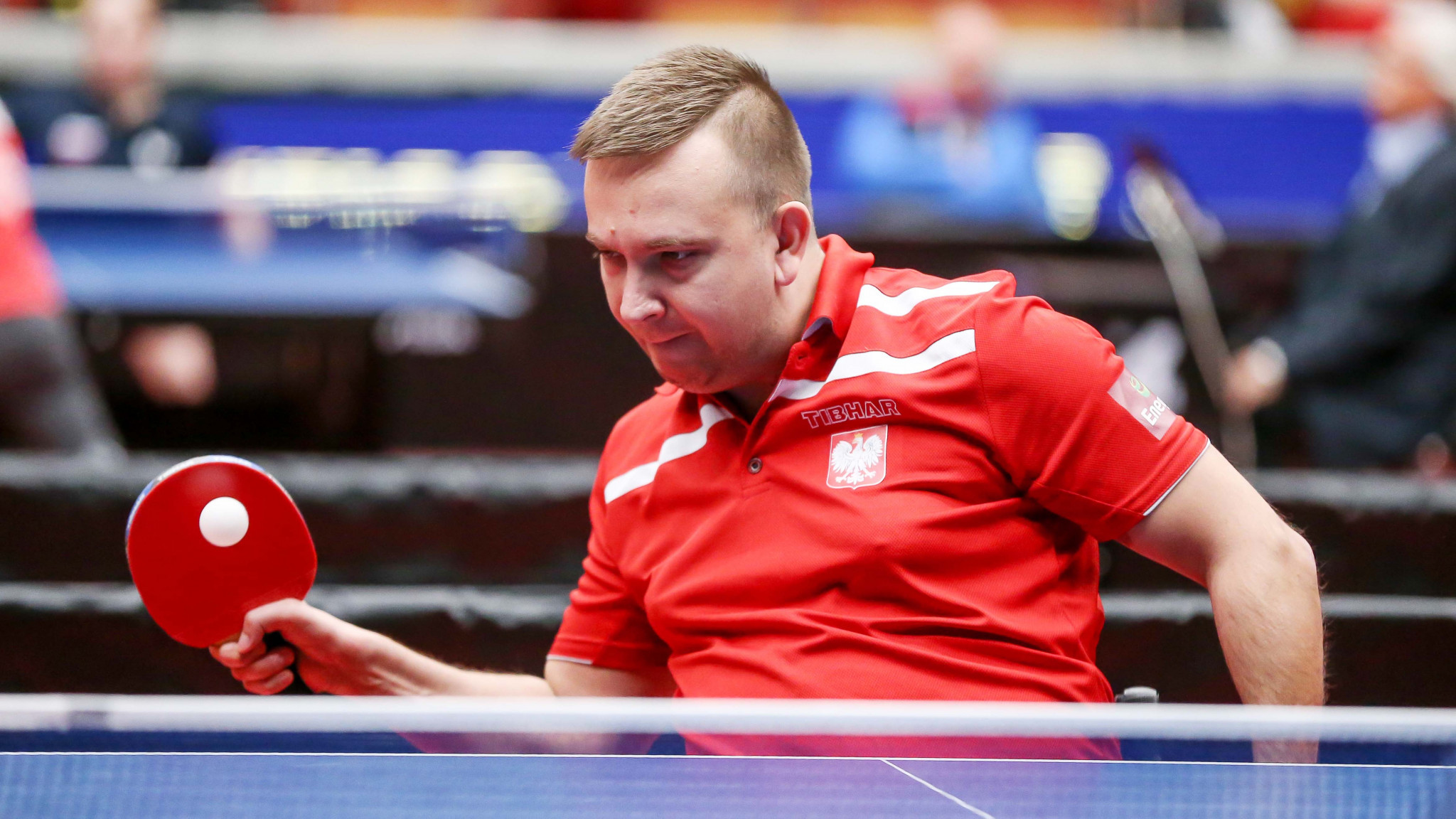 Poland’s giantkilling pairing of Rafal Czuper, pictured, and Tomasz Jakimczuk are through to the class 1-2 team semi-finals ©ITTF