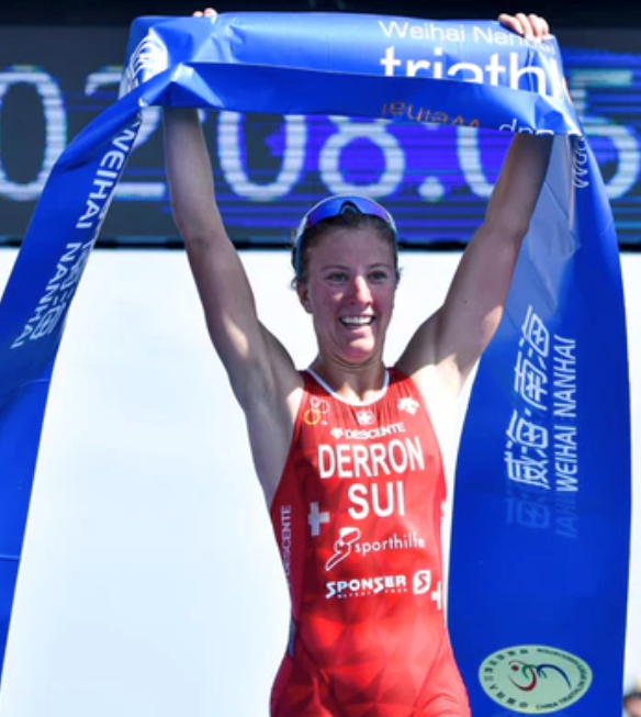Switzerland's Julie Derron claimed her maiden victory on the International Triathlon Union World Cup circuit ©ITU