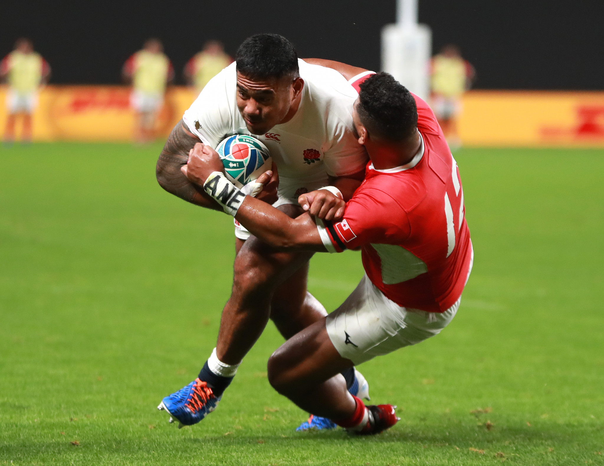 Manu Tuilagi scored a pair of first half tries as England beat Tonga ©Getty Images