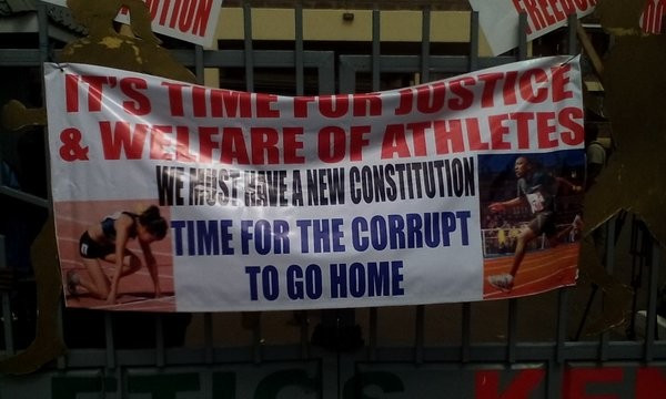 A group of Kenyan athletes have occupied the Athletics Kenya headquarters ©Saddique Shaban/Twitter