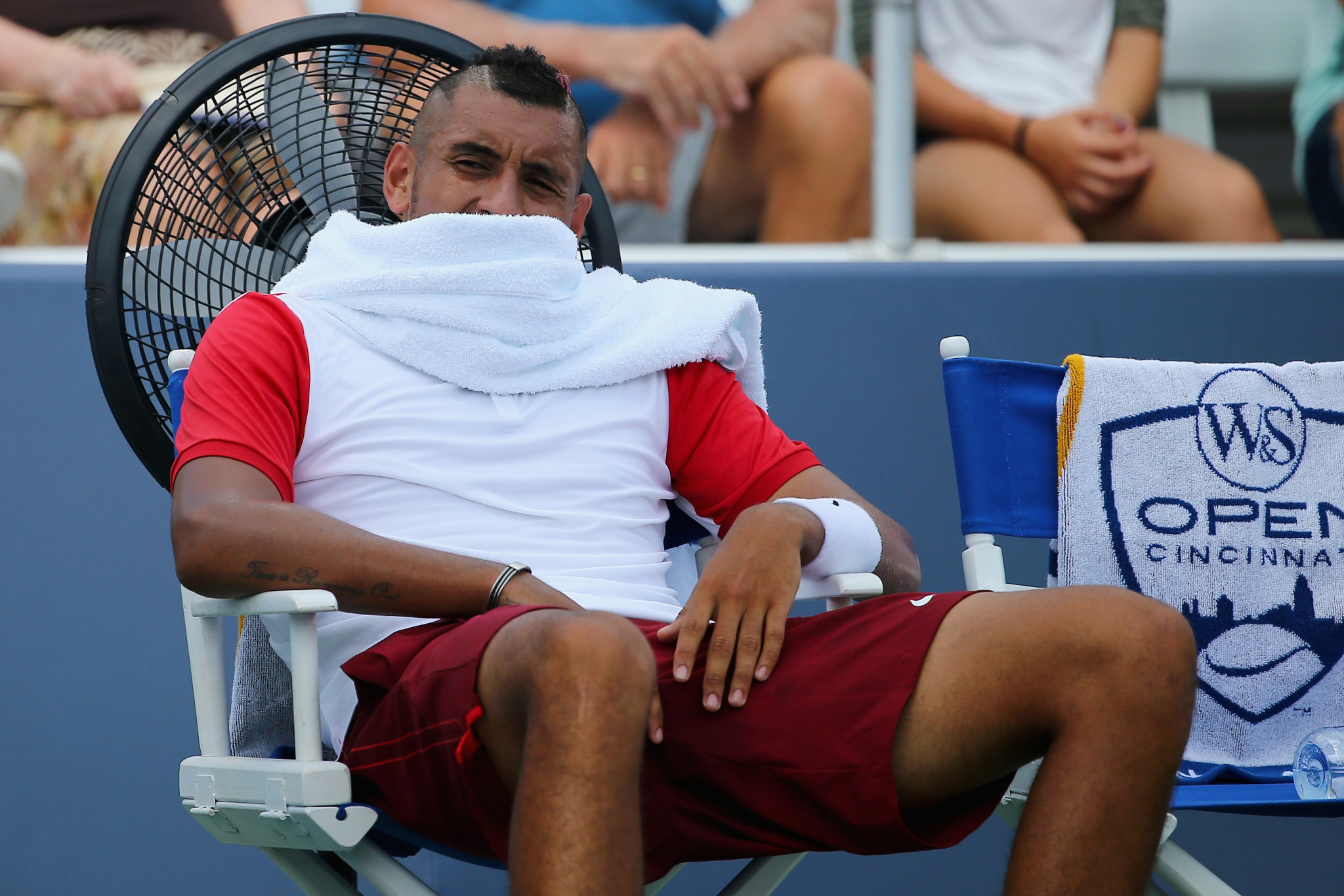 Controversial Australian Nick Kyrgios smashed two racquets and swore at chair umpire Fergus Murphy during the Cincinnati Masters last month ©Getty Images