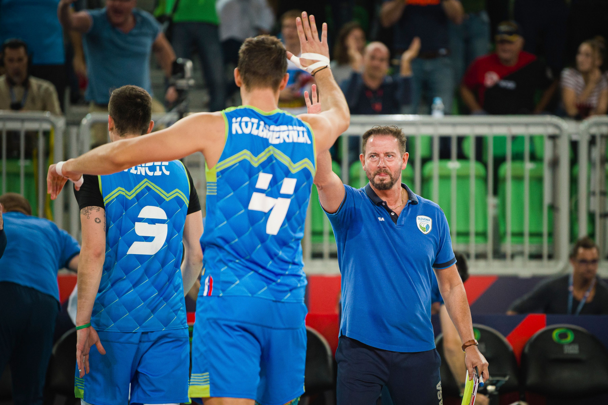 Co-hosts Slovenia have reached the final of the men's European Volleyball Championship after beating world champions Poland ©Getty Images