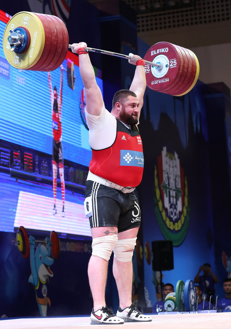 Talakhadze broke his own world records in the snatch, clean and jerk and total ©IWF