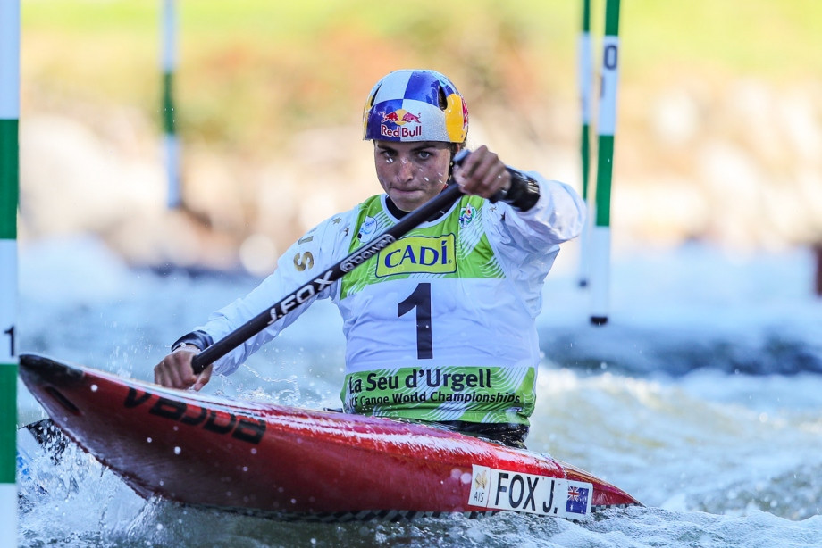 Australia's Jessica Fox recorded the fastest time in the women's C1 heats at the ICF Canoe Slalom World Championships in La Seu d'Urgell ©ICF