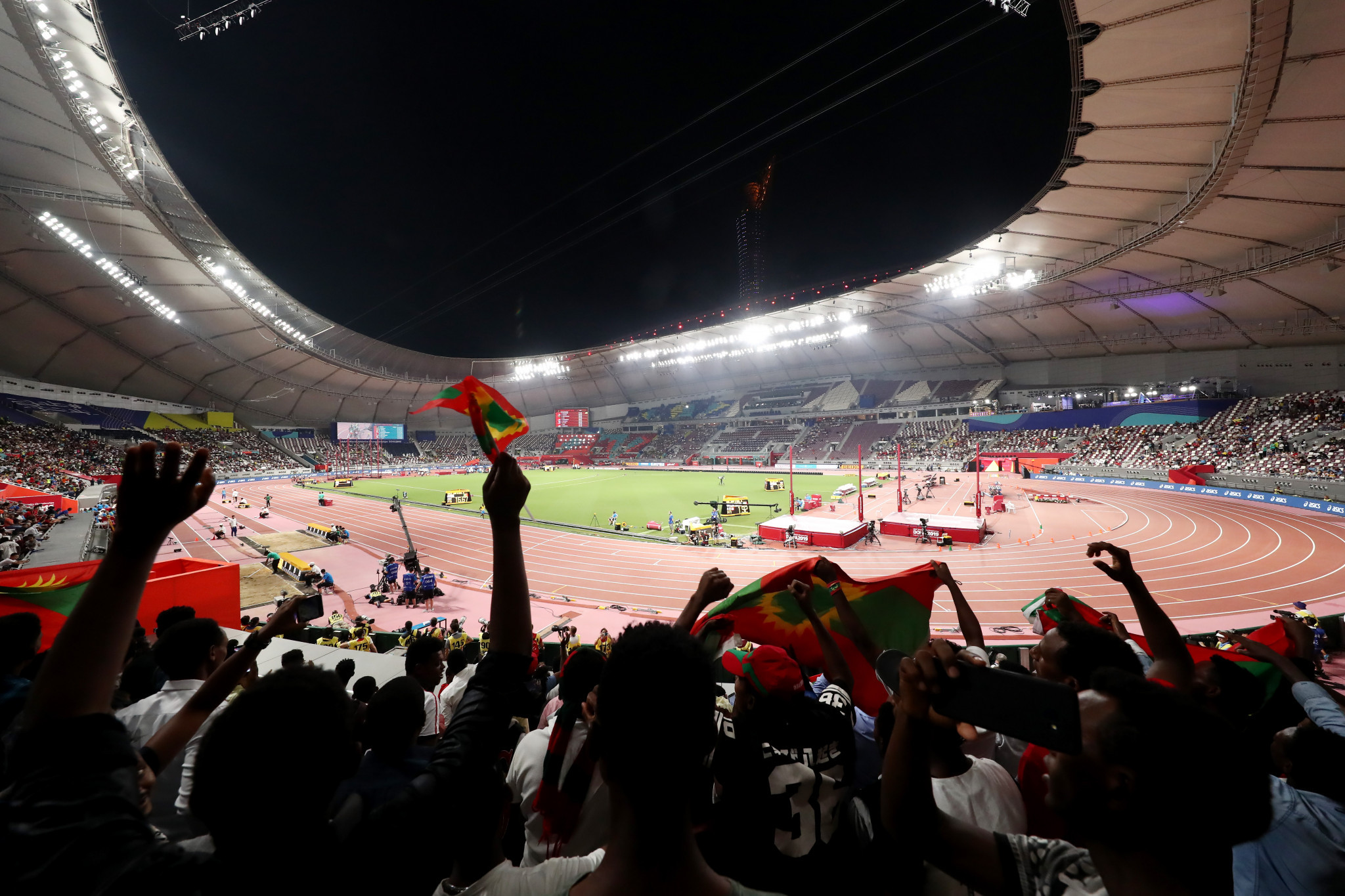 There was a disappointingly small crowd in the Khalifa International Stadium for the opening night but African fans did their best to make some noise ©Getty Images