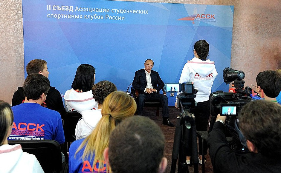 Russian President Vladimir Putin is among the biggest supporters of the Association of Student Sports Clubs ©ACCC